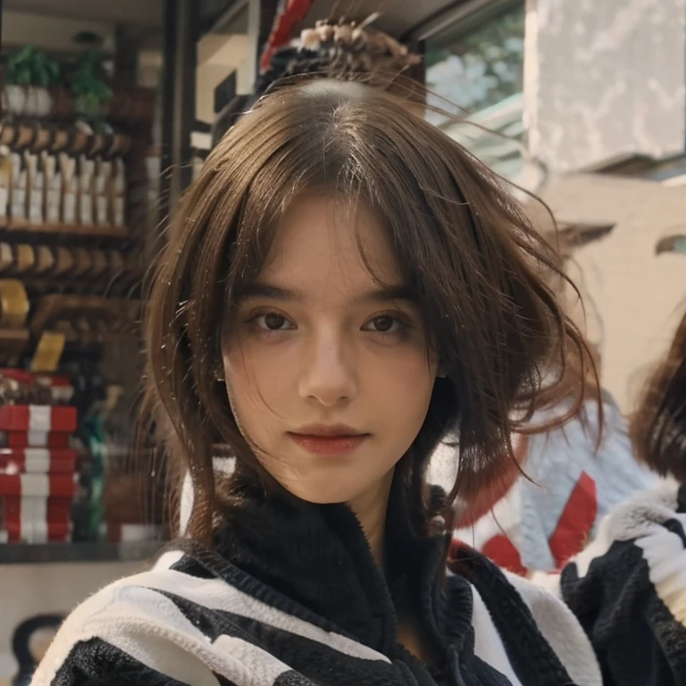 Uma com cabelo curto