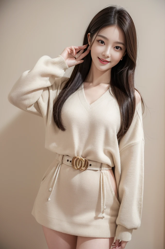 (best quality,highres),(realistic),(portrait),(beautiful detailed eyes,beautiful detailed lips,extremely detailed face),(Korean idol face girl),(stylish fashionable clothes),(slender),(standing pose),(full body shot),(facing the camera),(smiling),(gentle expression),(perfect hair detail),(perfect lighting detail)