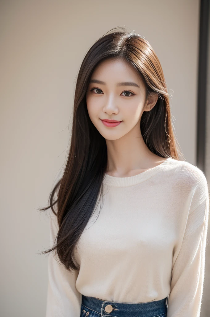 (Best quality at best,A high resolution),(actual),(sportrait),(美丽细致的眼睛,beautiful detailed lips,Extremely detailed face),(Korean idol face girl),(Stylish and stylish clothes),(Elongated),(stand posture),(Full body photo),(facing at the camera),(Smiling),(gentle expressions),(Perfect hair details),(Perfect lighting details),(Perfect skin details),(There a mole under the left eye)