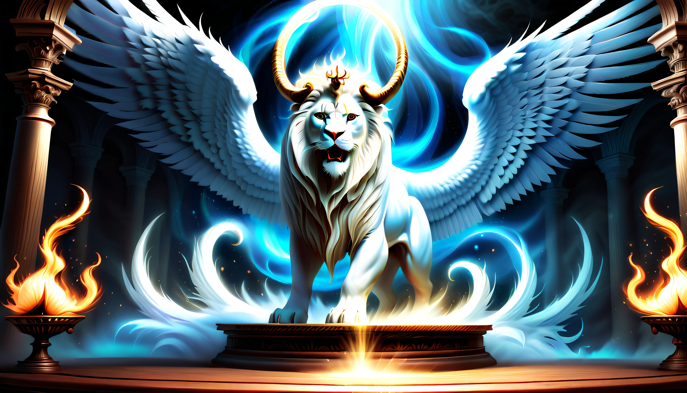 (((A picture postcard of a divine beast with a majestic dark fantasy design.:1.4))), (((On wooden desk:1.3))), this postcard, Surrounded by an otherworldly aura. amazing postcard design. Masterfully crafted digital artwork, Postcard design of mysterious beauty, Skillful use of light and shadow creates mesmerizing effects, Eternal fantasy land, fantasy and mystery, high quality postcards, A truly captivating visual、The experience of skilled rendering technology brings the design, A complex and beautiful visual touch, raw power display. The swirling vortex background adds to the impact, High-quality brushstrokes give photorealism. seen from a dramatic angle, 4K pixel masterpieces are ultra-detailed and ultra-realistic, Highly intricate and fine detail quality, Fantastic and mysterious atmosphere, Light and shadow interaction, (((Postcards drawn with amazing precision and skill:1.3))),