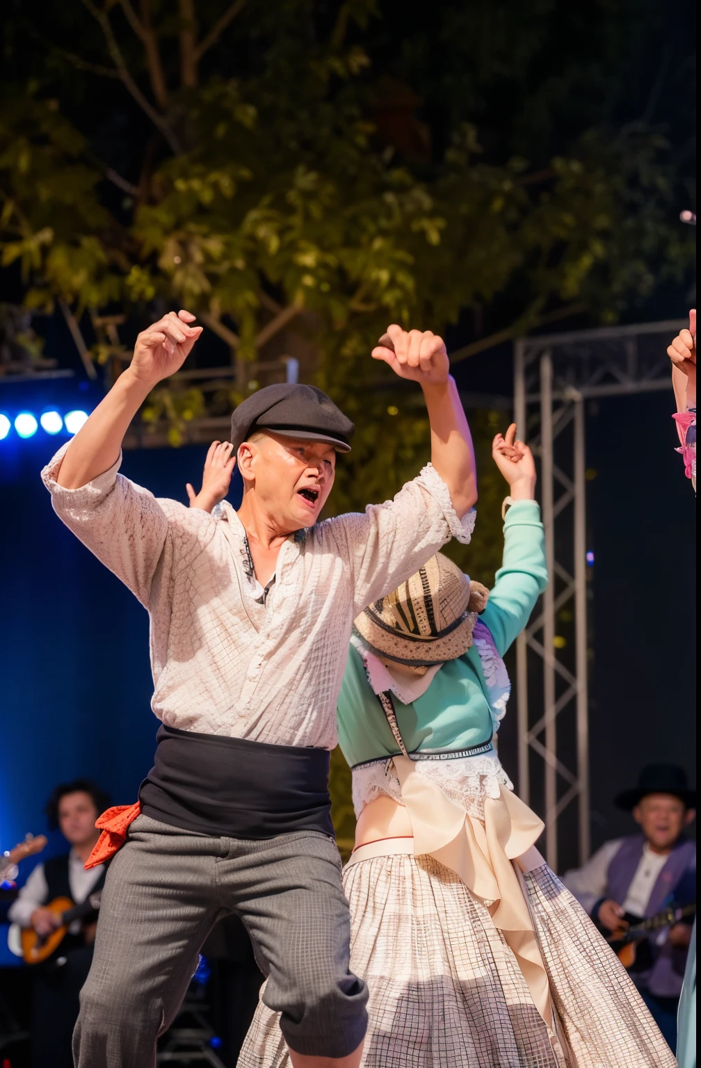 They're dancing on stage with a crowd watching, dancing people, folclore, people dancing in background, folclore, Polovstian dances and chorus, dancing people, Mais detalhes, Dancers, Directed by: Zygmunt Waliszewski