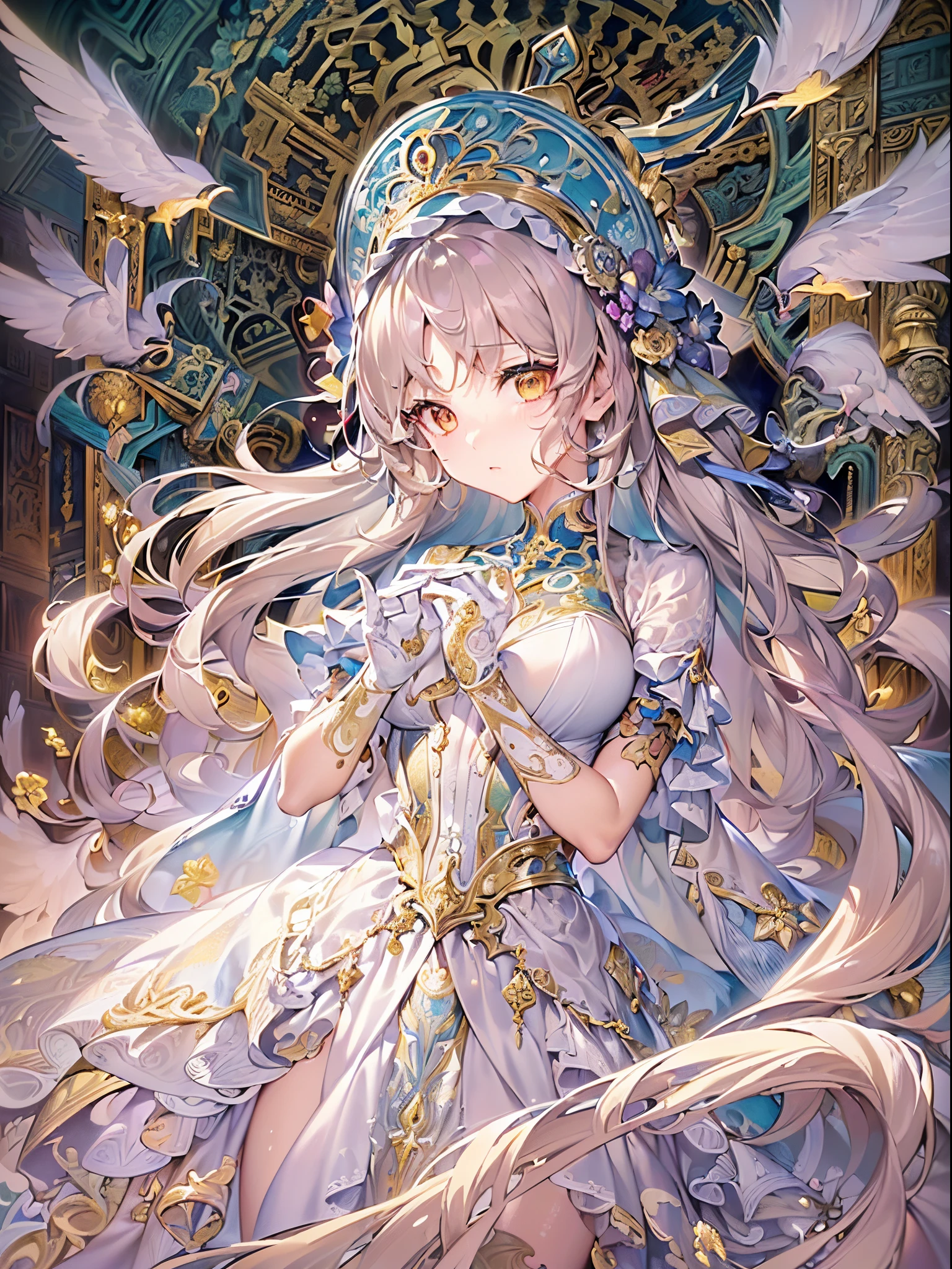 ((Finest quality)),(超A high resolution),(ultra-detailliert),(Meticulous portrayal),((Best Anime)),(Finest works of art),(Ultra-Precision Art),(The art of astounding depiction,Overwhelming depiction:1.5),(intricate and detailed art:1.6), (1 adult female:1.5),Ave Maria:1.6
