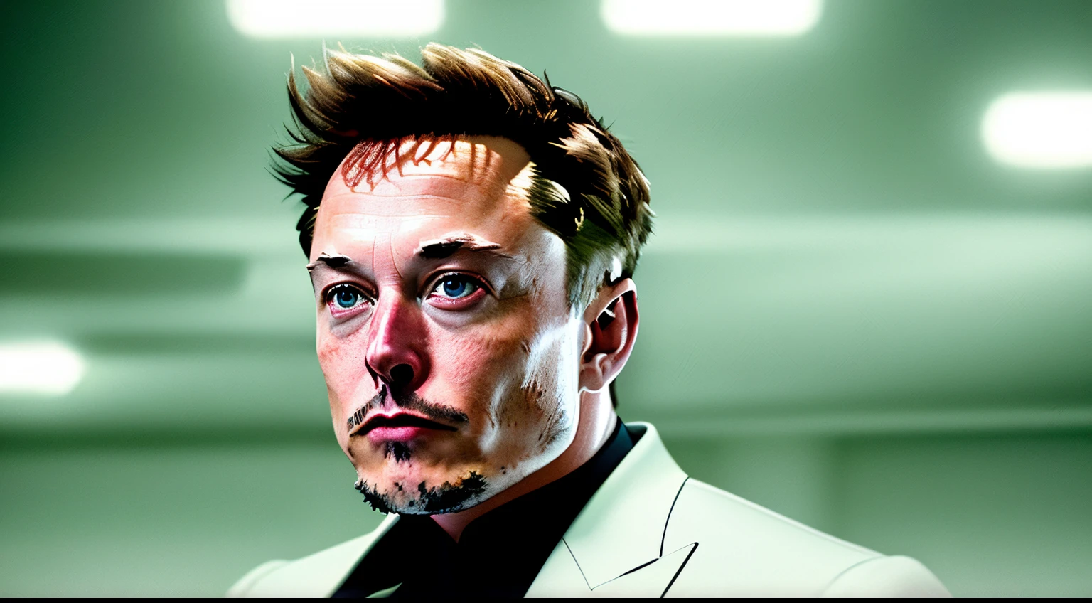 (masterpiece, best quality, awards winner) Elon Musk wearing a black official suit, epic character composition, by ilya kuvshinov, alessio albi, nina masic, sharp focus, natural lighting, subsurface scattering, f2, 35mm, film grain, ready to fight, mortal kombat scene fighter, hyperrealistic