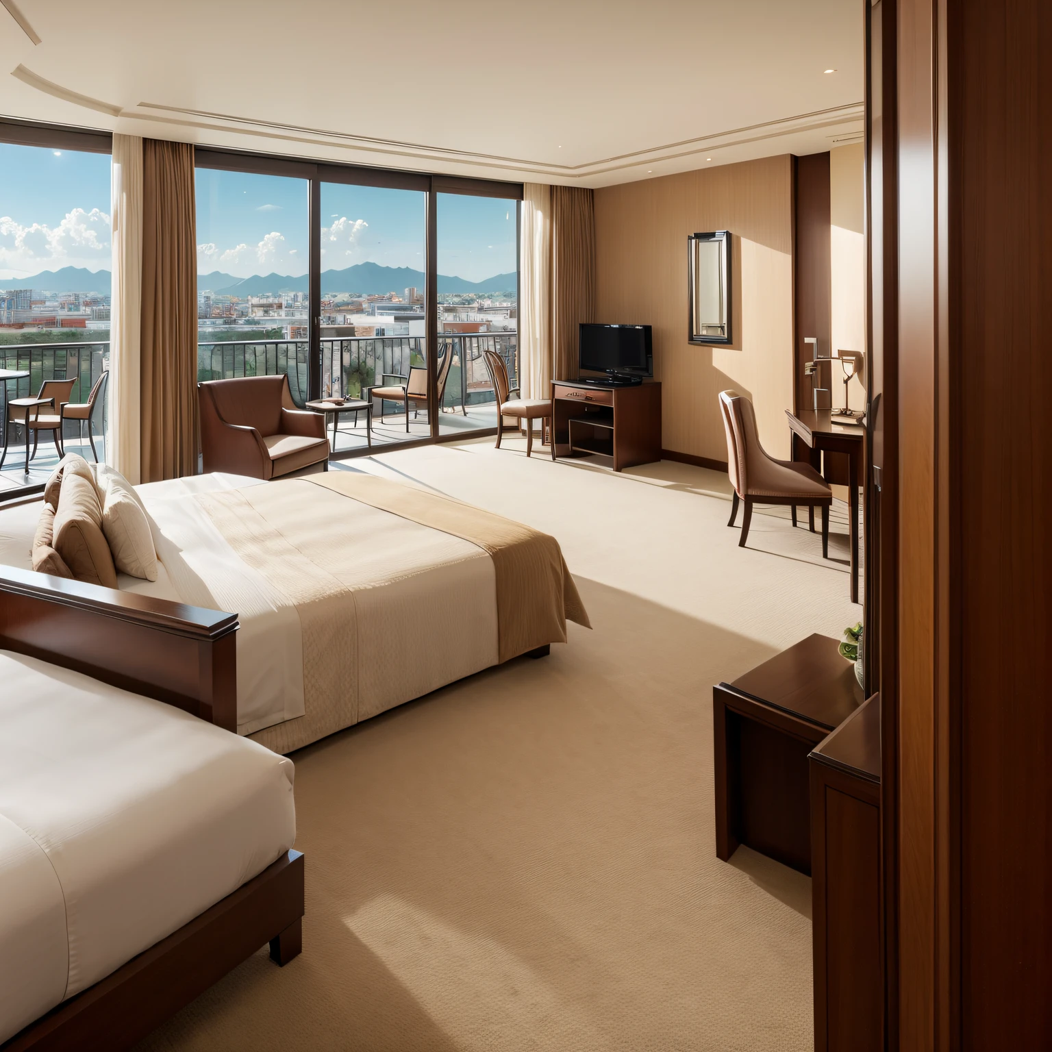 Luxury hotel bedroom scenery