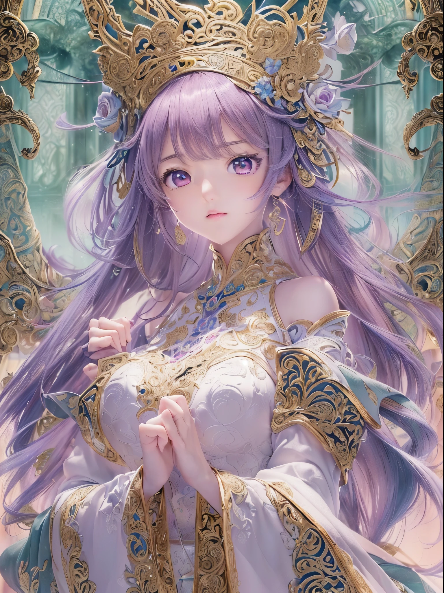 ((Finest quality)),(超A high resolution),(ultra-detailliert),(Meticulous portrayal),((Best Anime)),(Finest works of art),(Ultra-Precision Art),(The art of astounding depiction,Overwhelming depiction:1.5),(intricate and detailed art:1.6), (1 adult female:1.5),Ave Maria:1.6