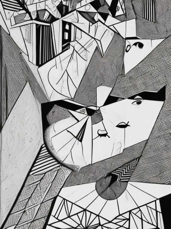 reconstruction space,Black and white and intense,Complex structure,Intense light and shadow,Artistic expression,higher details