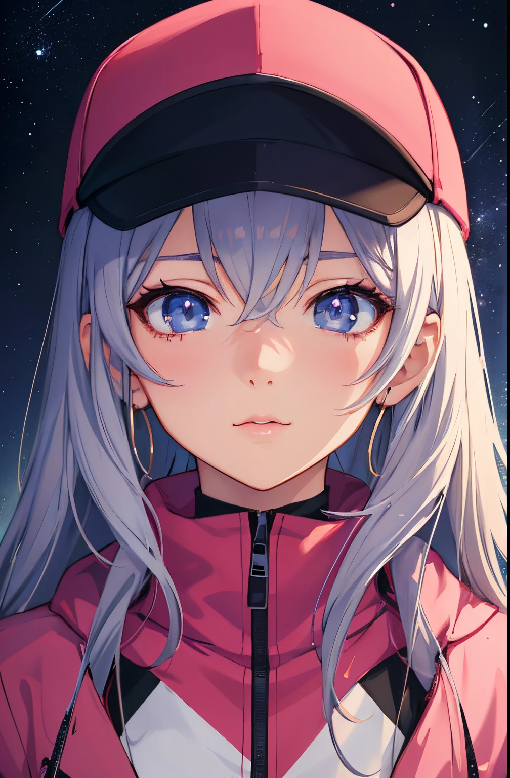 Anime girl wearing a baseball cap and pink jacket, anime style 4 k, detailed portrait of an anime girl, portrait anime space cadet girl, Detailed Digital Anime Art, Stunning anime face portrait, detailed anime character art, guweiz, Beautiful Anime Portrait, Anime visuals of cute girls, Portrait of an anime girl, anime style portrait, Anime style. 8K