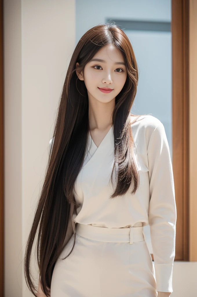 (best quality,highres),(realistic),(portrait),(beautiful detailed eyes,beautiful detailed lips,extremely detailed face),(Korean idol face girl),(stylish fashionable clothes),(slender),(standing pose),(full body shot),(facing the camera),(smiling),(gentle expression),(perfect hair detail),(perfect lighting detail),(perfect skin detail),