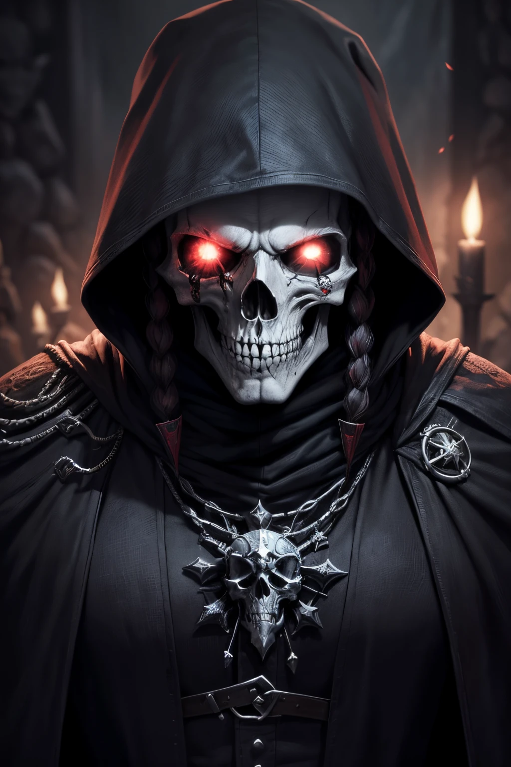 sem capuz,dark necromancer, detalhado, alto detalhes, vestes velha, cajado de poder, masmorra, escuridao, sangue, skull, ritual, nevoeiro, sangramento