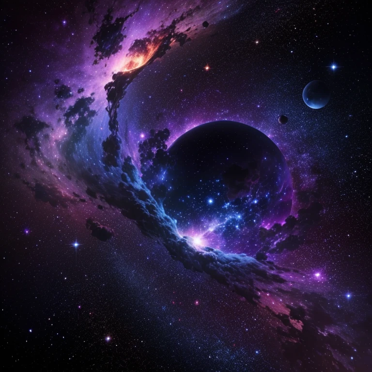 Image of the universe, Focus on the nebula in dark blue and purple shades, Variations of space dust cloud available