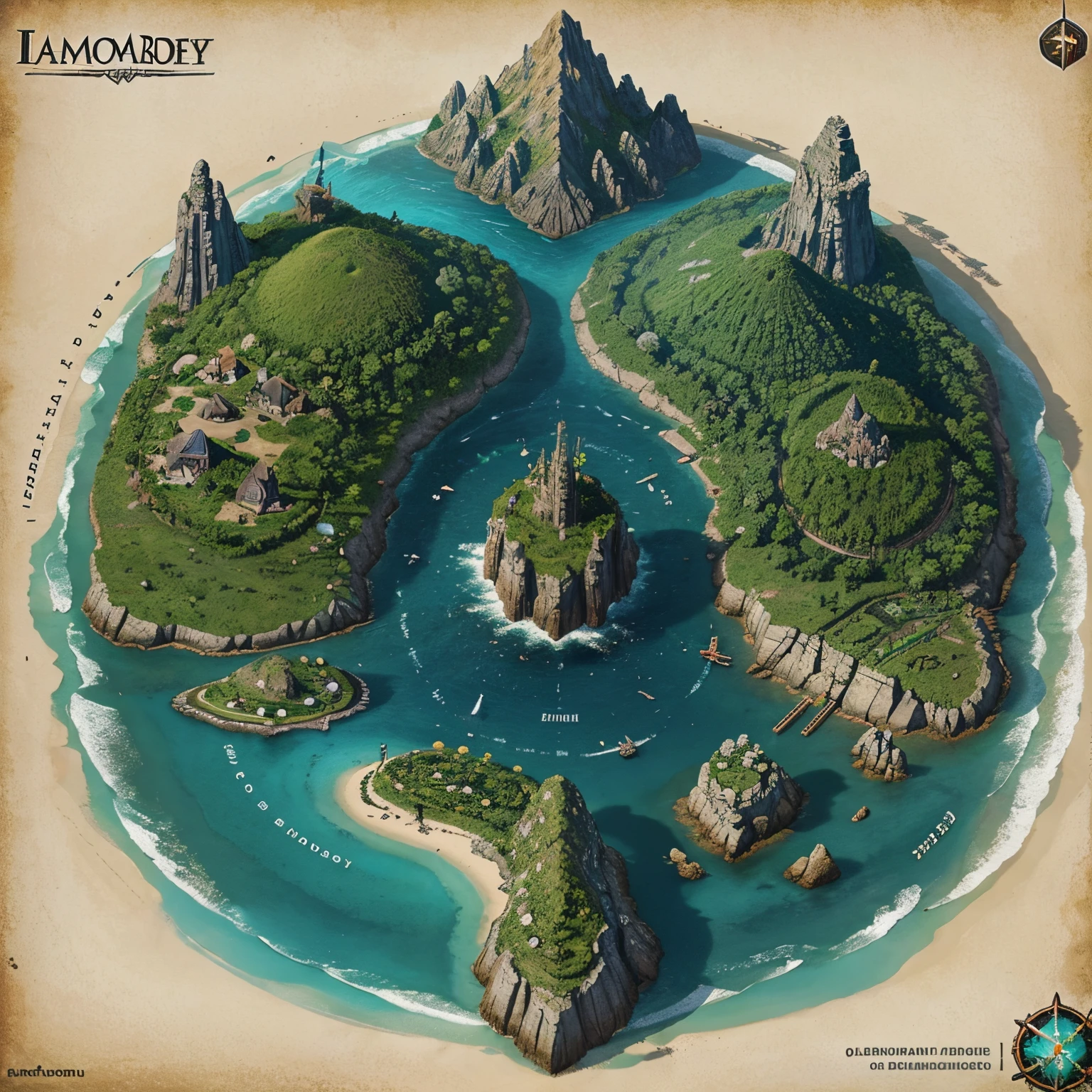 Crie um mapa de um jogo de rpg com varios biomas, a sea biome is mandatory