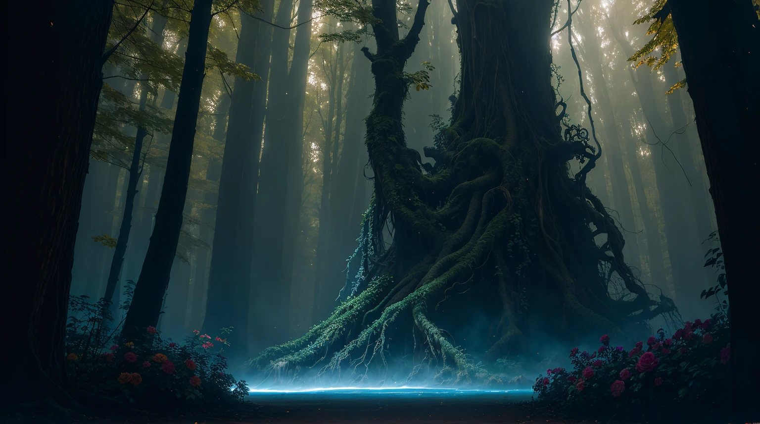 casey weldon、Olga Kvasa、Miho Hirano#39;s flowers,Artstation Triadic Color Hyper-Detailed Complex Gothic Art Trends on Unreal Engine 5 Detailed Matte Painting in Unreal Engine 5,dark colountastic and magical,Complicated details,Launch image,Complementary colors concept art,8K分辨率,A masterpiece of gothic deviant art,(dark shot:0.9),The art of Greg Rutkowski and Artgerm,Soft Cinematic Lights,Adobe Lightroom, photography studio,HighDynamicRange,复杂,The very detailed,The tree,