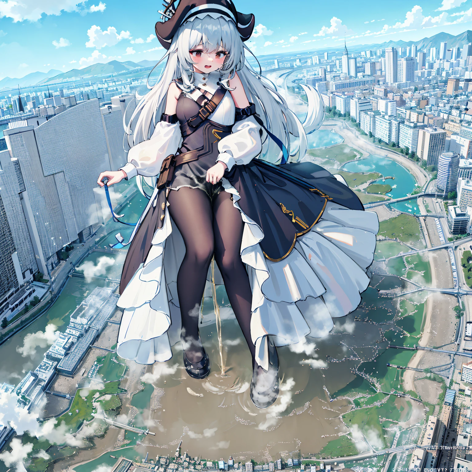 NSFW，​​Whole body，{A giantess}，{1girll}，{are standing}，{urine discharge}​​，{Strongly acidic urine}，​​clouds， looking over city， mountain ranges， tmasterpiece, Best quality at best, The content  very detailed,tmasterpiece,Best quality at best,offcial art,Extremely detailed CG-8k wallpaper，{{{A giantess}}}，Huge girl，1 girl，modern miniature city，，{corrosive urine}，{corroded building}，corroded ground，Urine pits，no shoe，{Nero}，face flushed，comfortable expressions，，urine，Nourishes urine，Urine eruption，Urine gives off steam，{Standing on a modern miniature city}，The city  full of urine