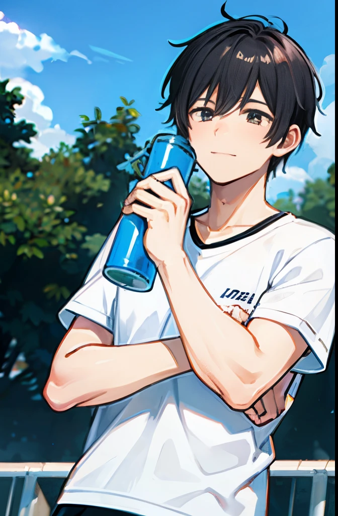 Refreshing and cool male college student