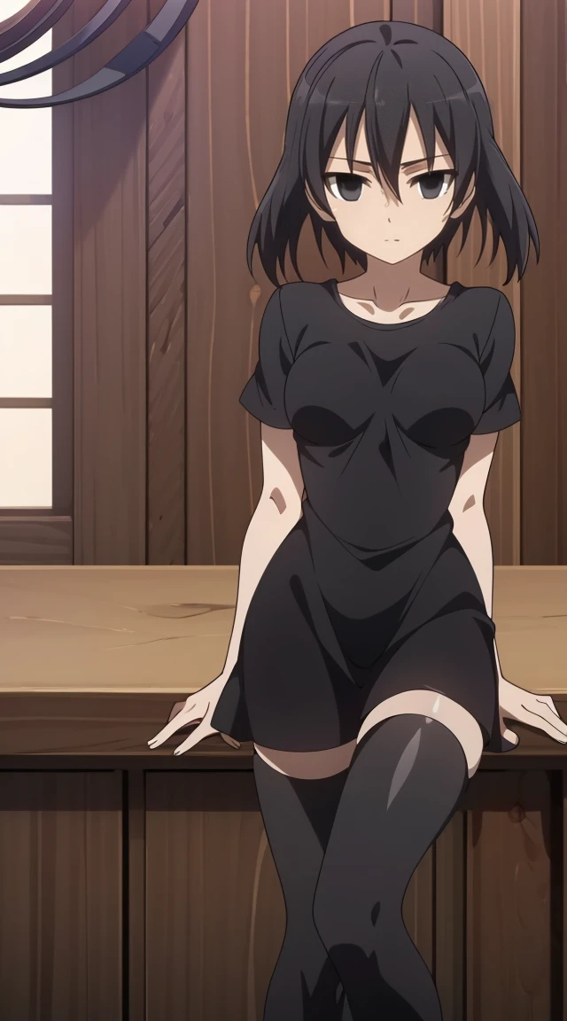 Highres, Masterpiece, Best quality at best,Best Quality,hight quality, hight detailed, 1boy, Brown hair, Side bangs, Shota, Sweat, Strapless dress, Mini skirt, Depth of field, Anime Screencap Style, thin line, Seen from front, Little sweat, Cut boy, (Showing armpit:1.3), (very small and short stature), (very young boy), 1yead boyBlurry beckground