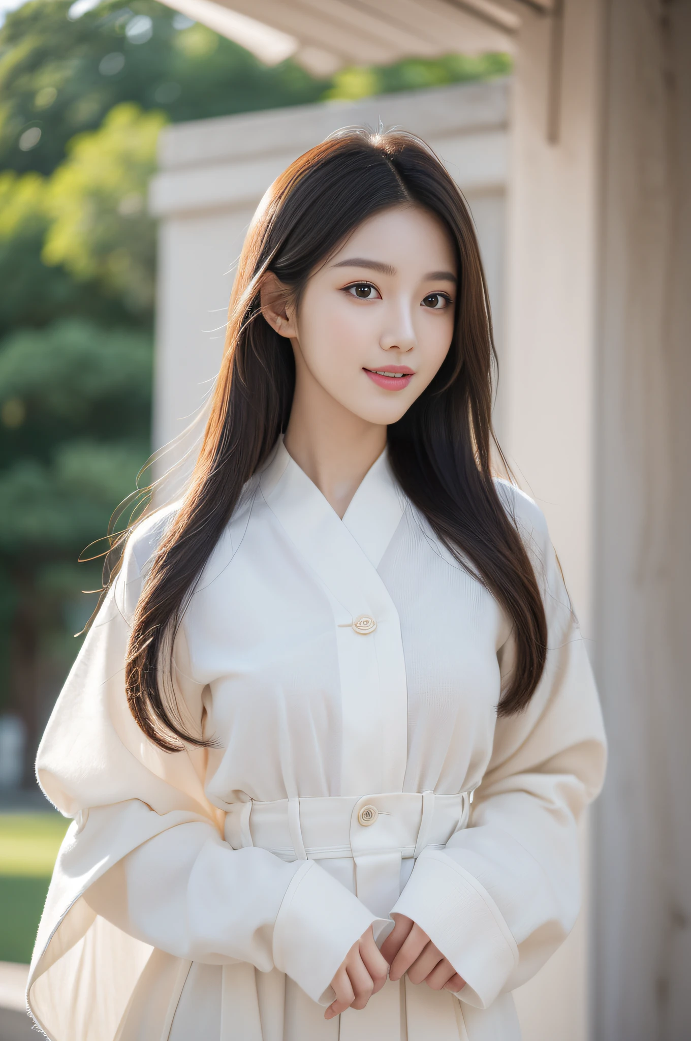 (Best quality at best,A high resolution),(actual),(sportrait),(美丽细致的眼睛,beautiful detailed lips,Extremely detailed face),(Korean idol face girl),(Stylish and stylish clothes),(Elongated),(stand posture),(Full body photo),(facing at the camera),(Smiling),(gentle expressions),(Perfect hair details),(Perfect lighting details),(Perfect skin details),