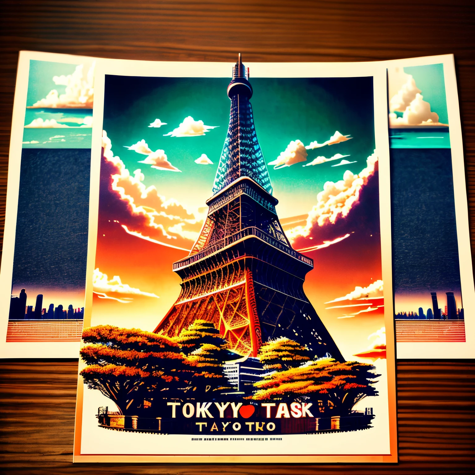Postcard with photo of Tokyo Tower in daylight