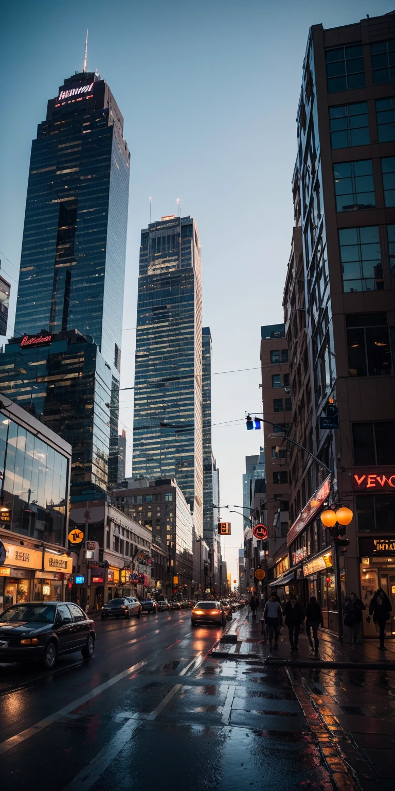 background, downtown with a lot of traffic and cinematic light