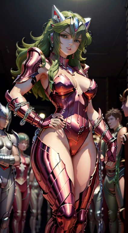 Na arena de artes marciais do Coliseu, in Greece、Torneios de Artes Marciais、Saint Seiya、Menina bonita、peito enorme、clivagem da mama、pernas de beleza、(((He wears shiny futuristic combat bikintyle armor in metallic red.)))、Shiny silver chains are connected from all sides、Unbelievable number of glowing chains、Armado com correntes、((gritar))、((exclamation))、((poses de luta))、8k, qualidade superior, （beleza dos pelos pubianos）、alta resolução, force, pessoa real,