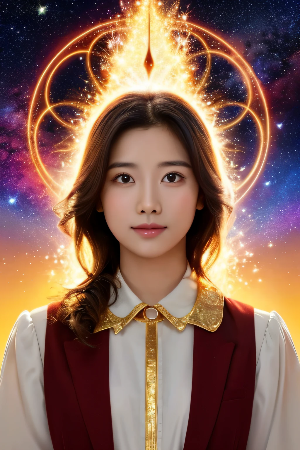 God watches over us from heaven Open luck spiritual front facing a gorgeous Near future background is gold