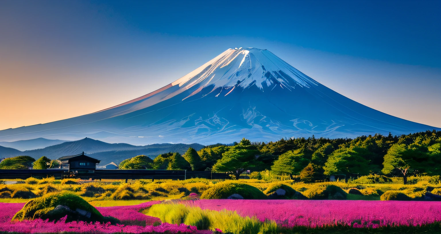Foto RAW de Mt. Fuji, Mt. Fuji uno, No need for another mountain, Delicadamente hermoso realista, detalle, fotorrealista, Foto ultrarrealista, 8k UHD, DSLR, sol deslumbrante Haruyama, alta calidad, Film grain, Fujifilm XT3, (Obra maestra), majestuoso Monte. Margarita, Mt. Fuji reflejado en la superficie del lago, Las flores de cerezo son hermosas, The morning sun overlaps,
