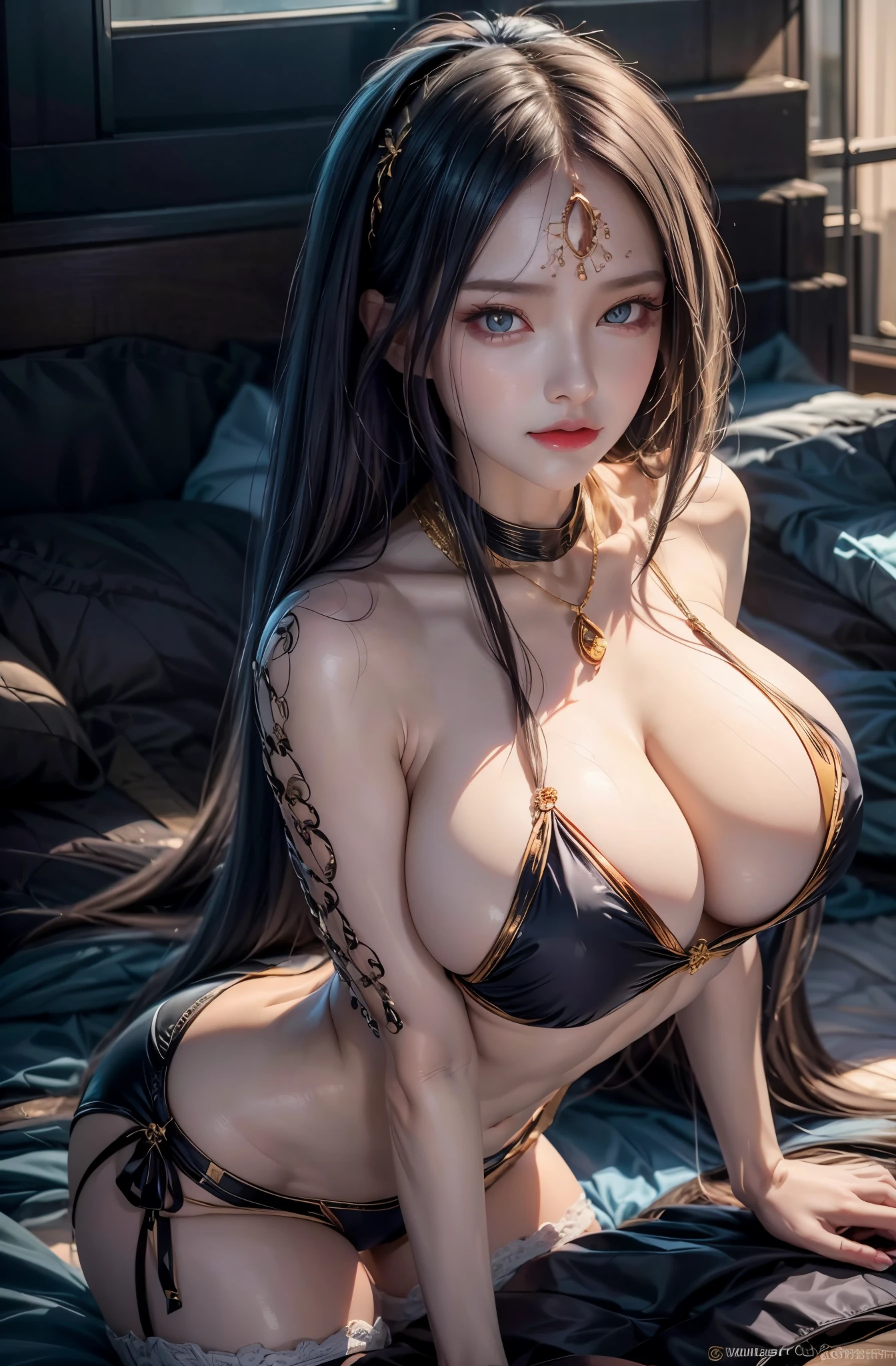realistic, 1 women, best quality, 12k, HD, long hair, big round , , ponytail, necklace, jewelry, shorts, short jacket, slim , hair tie, yellow eyes, black hair, super detailed, Eye details, hair details, person details, mouth details, face details,  details, clothes details, hair details, pants details, hand details, whole body