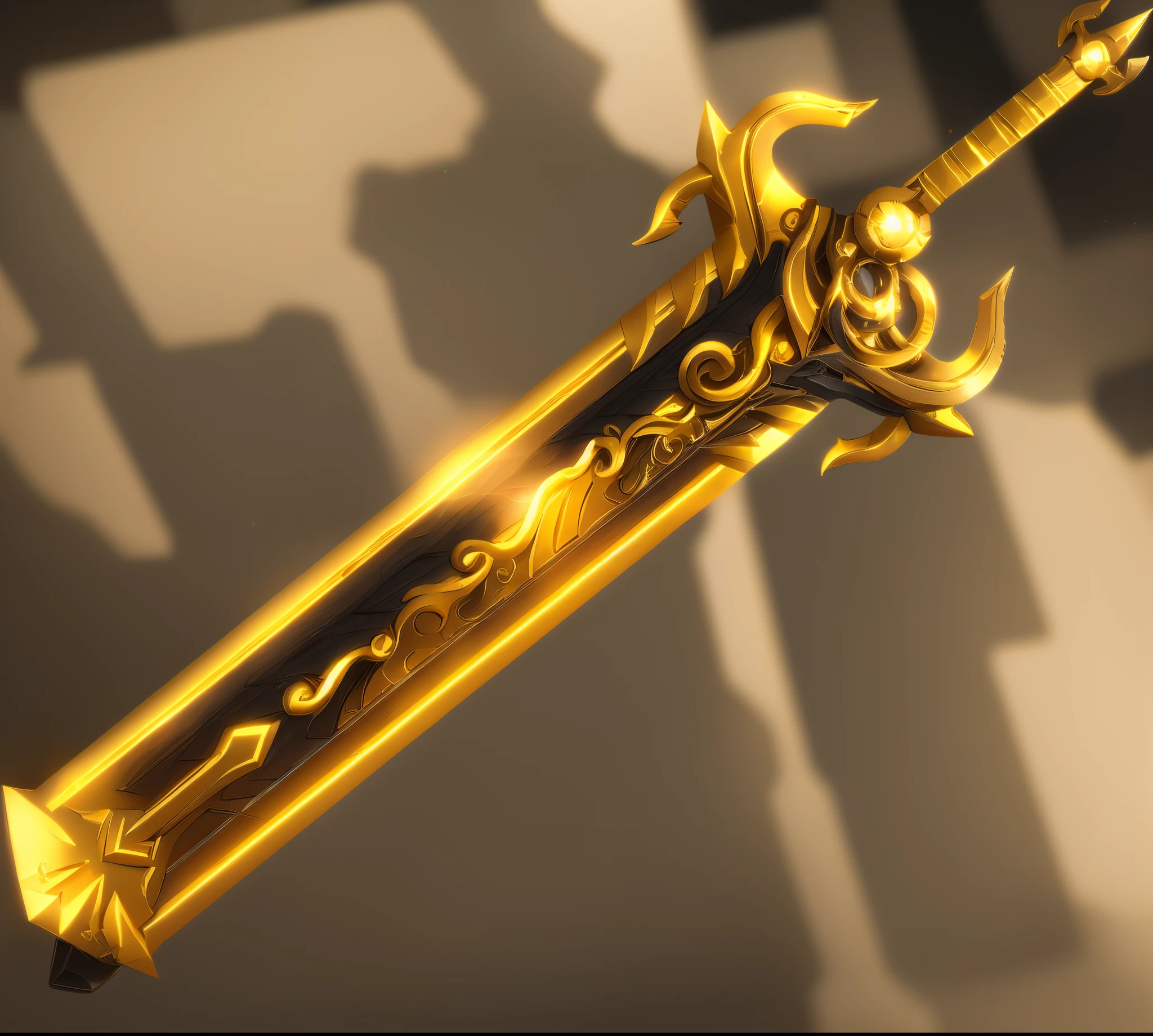 high detal,high high quality,ellegance,bright,Bright light , golden colored,weapon design