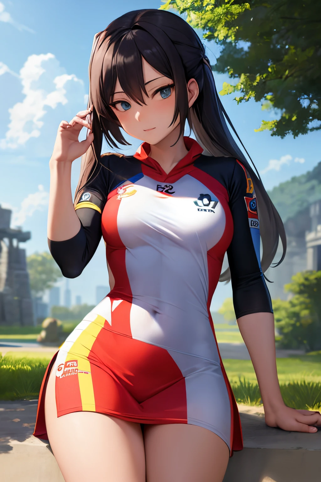 ((best quality)), ((masterpiece)), (detailed), g2 esports jersey worn by mew the pokemon, in an anime style