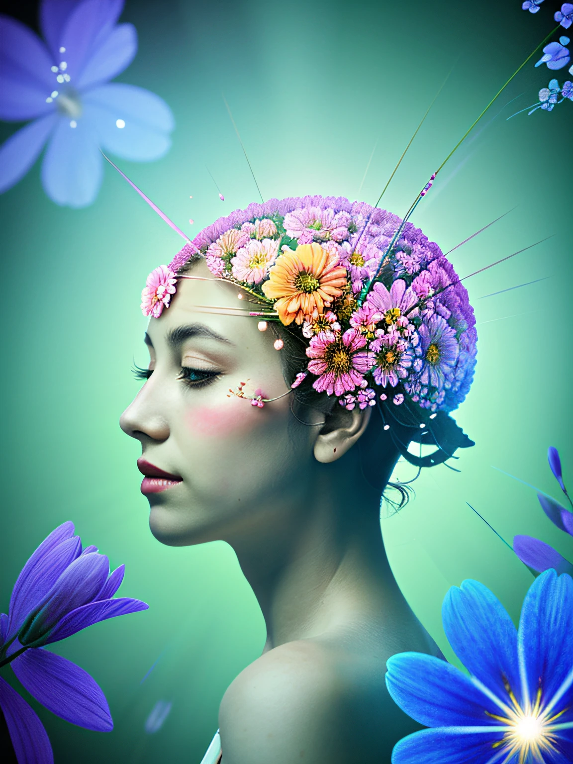 Flowers bloom in the brain in dreamy style