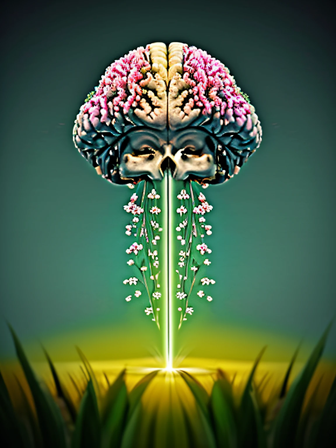 Flowers bloom in the brain in dreamy style