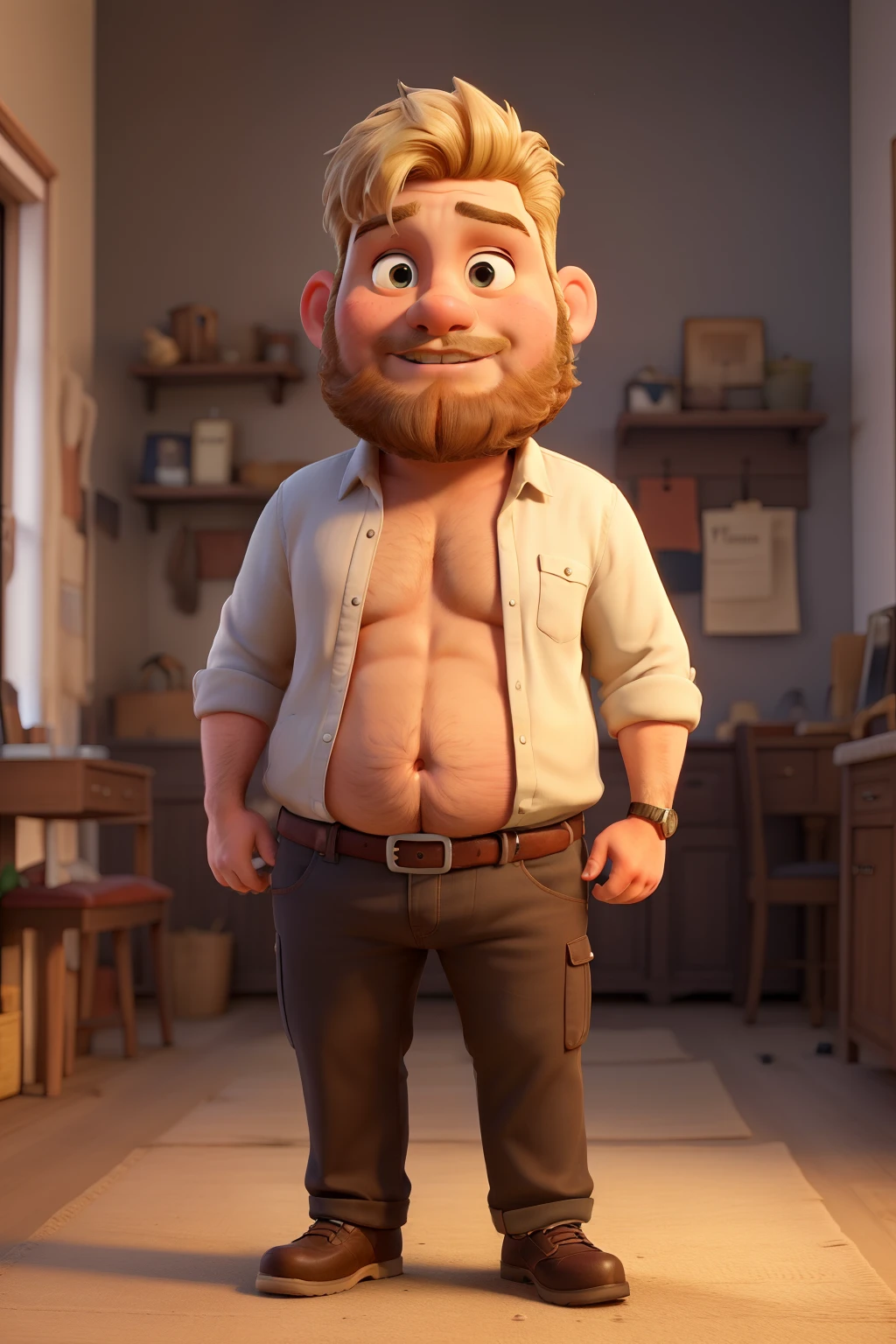 ((best quality)), ((masterpiece)), (detailed), blond overweight guy with a10cm beard