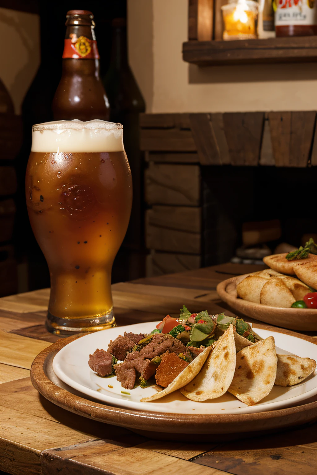 board with coarse salt, malagueta, carne cortada, chorizo and glasses of cold beer , bandeira de angola
