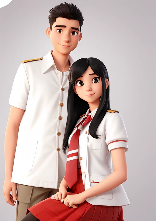 they are posing for a picture together in a studio photo, wearing school uniform, wearing a school uniform, ruan jia and brom, promo still, full protrait, promotional picture, jordan grimmer and natasha tan, white uniform, school uniform, official photos, tyler edlin and natasha tan, jk uniform, loose coat collar sailor uniform, promo shot, promotional still