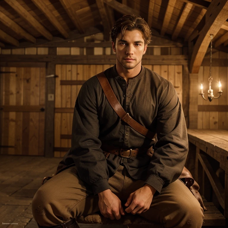 A handsome medieval stable boy