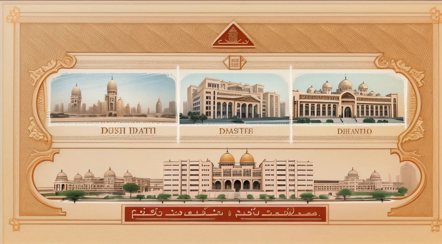 Postal postcard，Photo of Venetian palace on the front。Printed wireframe logo with stamp location and recipient address、Name format