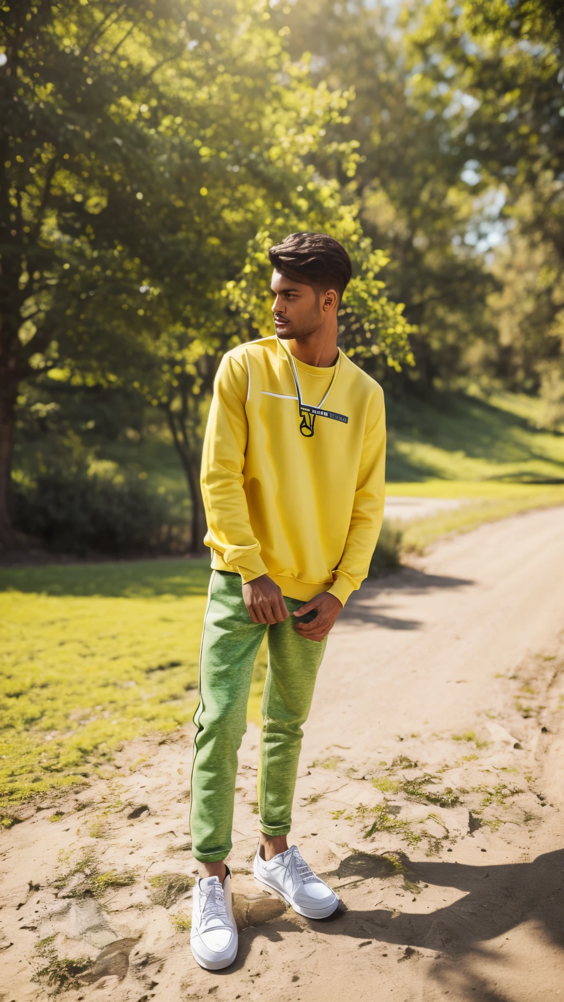 Green and yellow mixed colour sweatshirt
