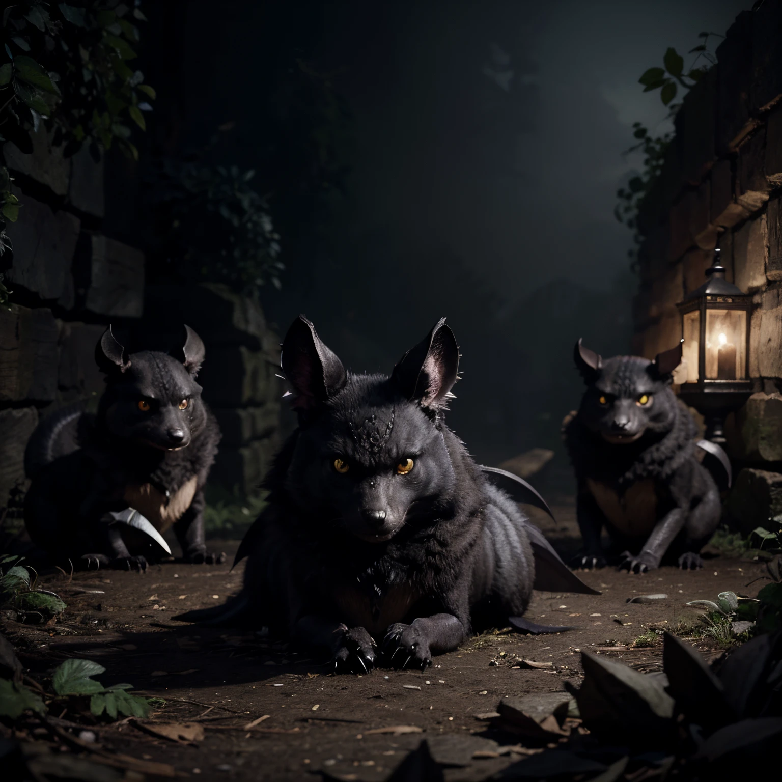 Monstre Monster Hunter World Chauves-souris forêt sombre nuit