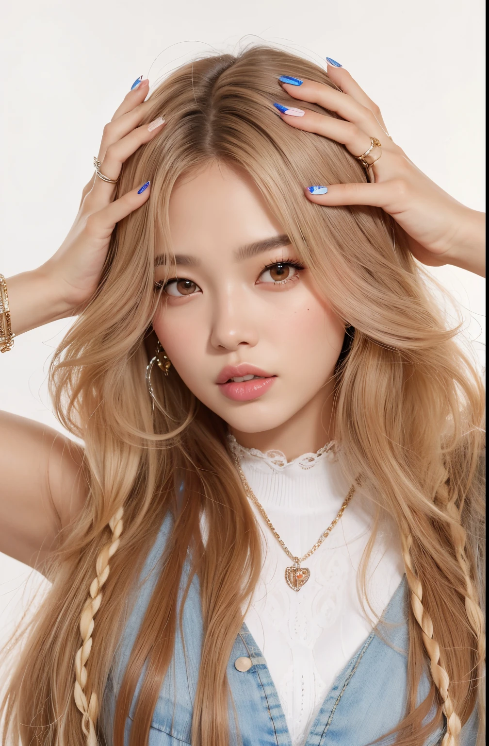 um Close up de uma mulher com cabelos longos e um colar, Parque Roseanne do Blackpink, Retrato de Jossi de Blackpink, jennie rosa preto, Lalisa Manobal, jossi do rosa preto, Lalisa Manoban do Blackpink, Portrait of female Korean idol, portrait of kpop idol, rosa preto, Cl, Heonhwa Choe, Dom Yunjoo