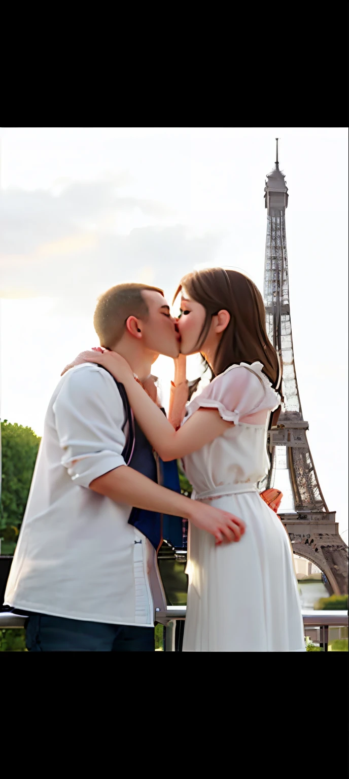 arafed couple kissing in front of the eiffel tower, french kiss, romantic!!!, kissing together cutely, in front of the eiffel tower, 1759, with eiffel view, 1 7 9 5, paris, 30-year-old french woman, in paris, 1792, dsrl photo, instagram photo, 1789