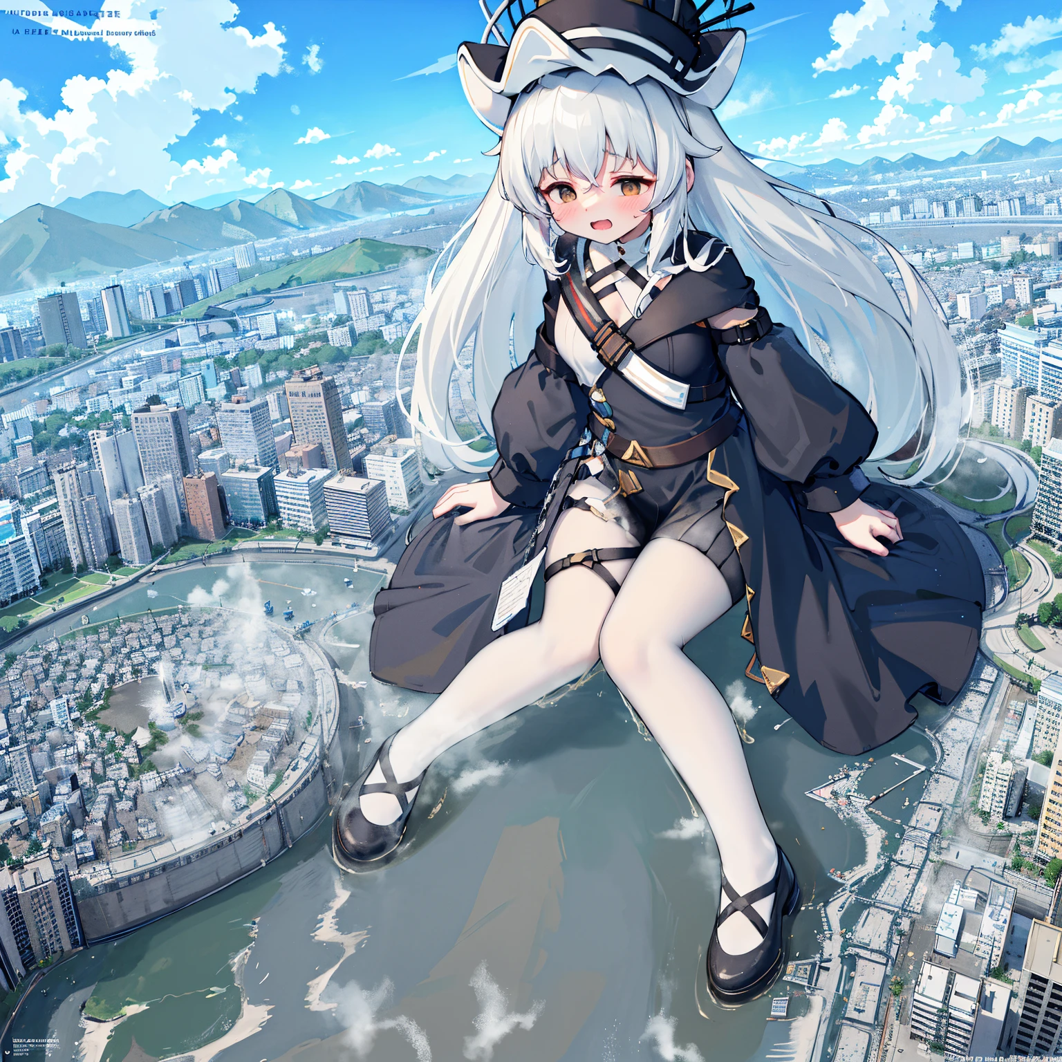NSFW，​​{A giantess}，{1girll}，{are standing}，{urine discharge}​​，{Strongly acidic urine}，​​clouds， looking over city， mountain ranges， tmasterpiece, Best quality at best, The content  very detailed,tmasterpiece,Best quality at best,offcial art,Extremely detailed CG-8k wallpaper，{{{A giantess}}}，Huge girl，1 girl，modern miniature city，，{corrosive urine}，{corroded building}，corroded ground，Urine pits，no shoe，{Nero}，face flushed，comfortable expressions，，urine，Nourishes urine，Urine eruption，Urine gives off steam，{Standing on a modern miniature city}，The city  full of urine
