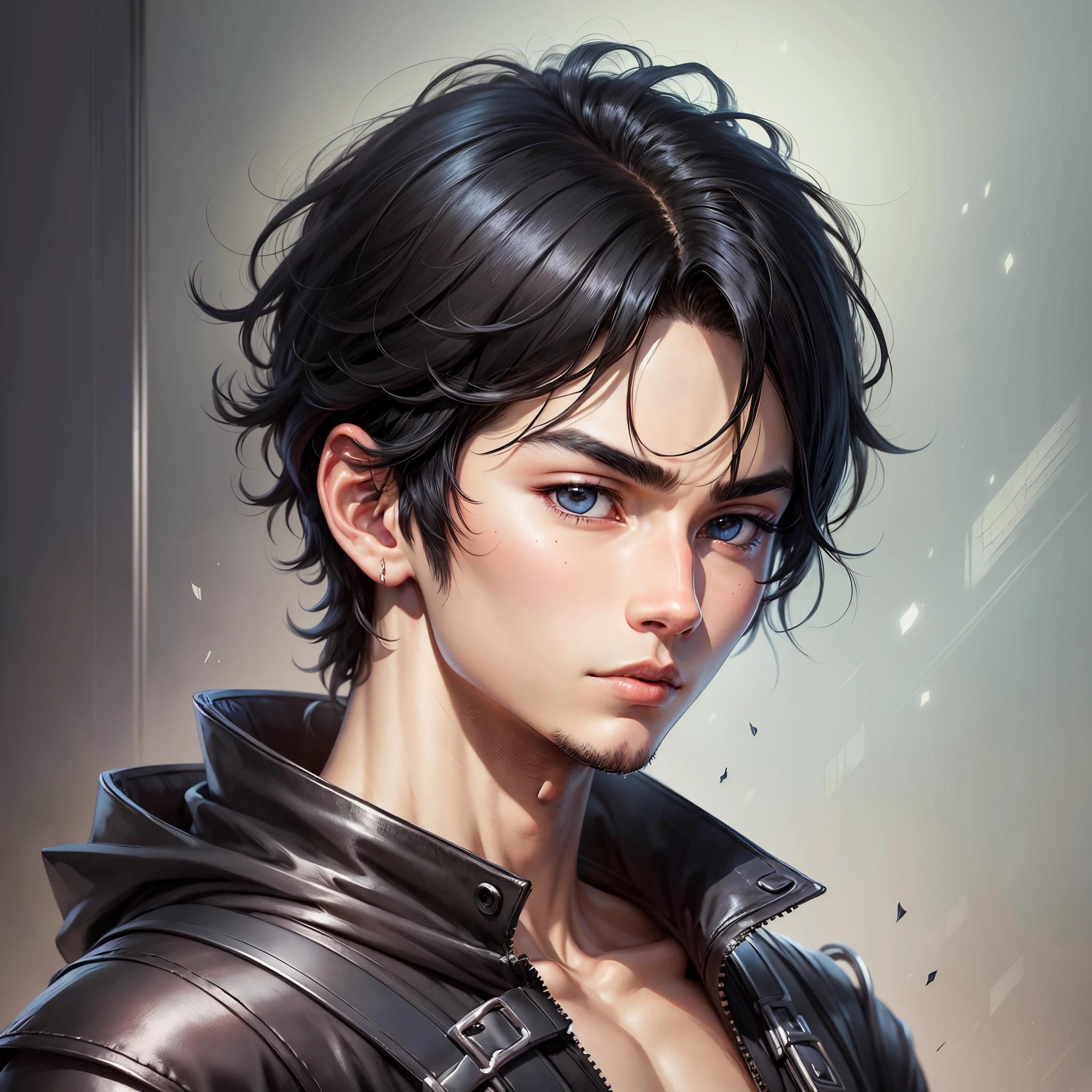 Anime avatar, a boy with black hair, stunning anime face portrait, detailed anime soft face, beautiful anime portrait, realistic anime artstyle, gray eyes --auto --s2