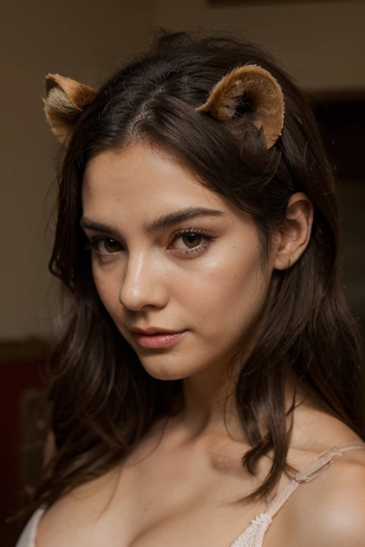 a lion with a blush on its head