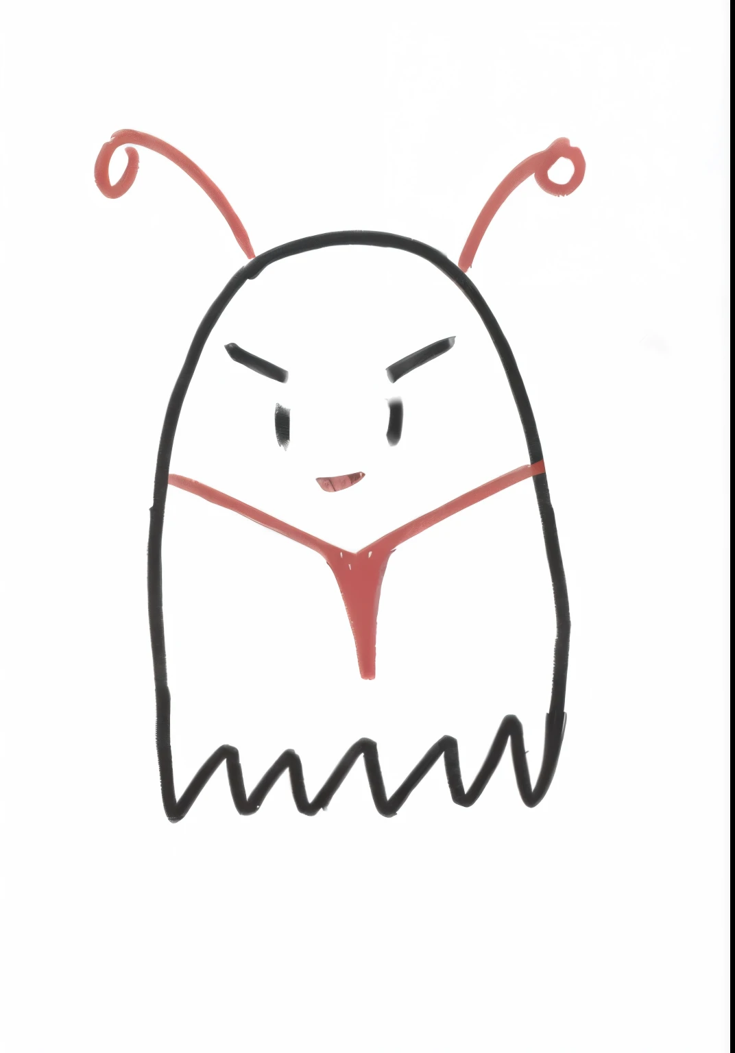 Draw an alien with a red nose and a long nose, Ridiculous swinging spots on skirt, one a demon-like creature, one a demon-like creature, bug-like face, scary ghost, Very angry squid, scary creature, angry female alien, badly drawn, fuzzy ghost, anthropomorphic creature, angry look