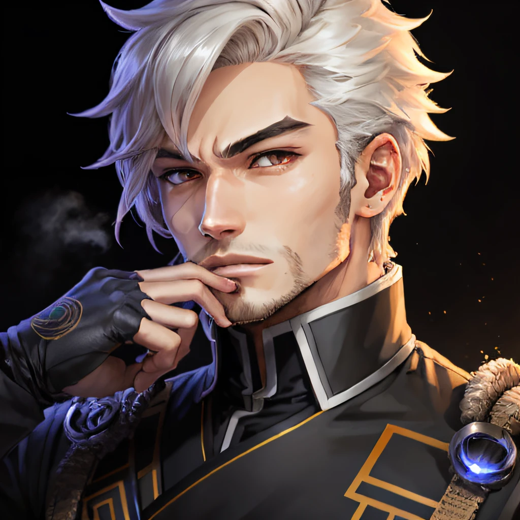 anime handsome man,Cover your mouth with your hands, hairstyler fate