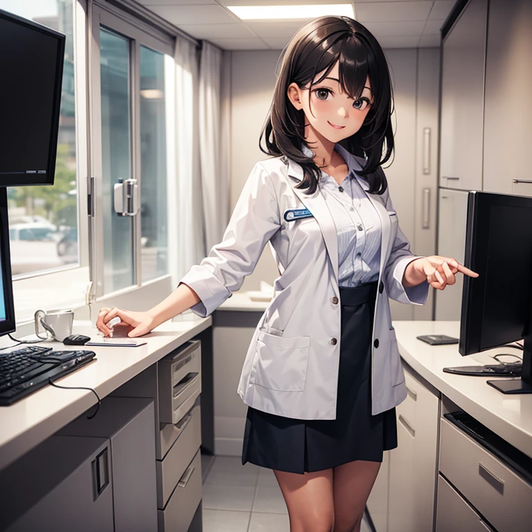 A 25 years old girl wearing Doctor dress, smiling face, looking at viewer