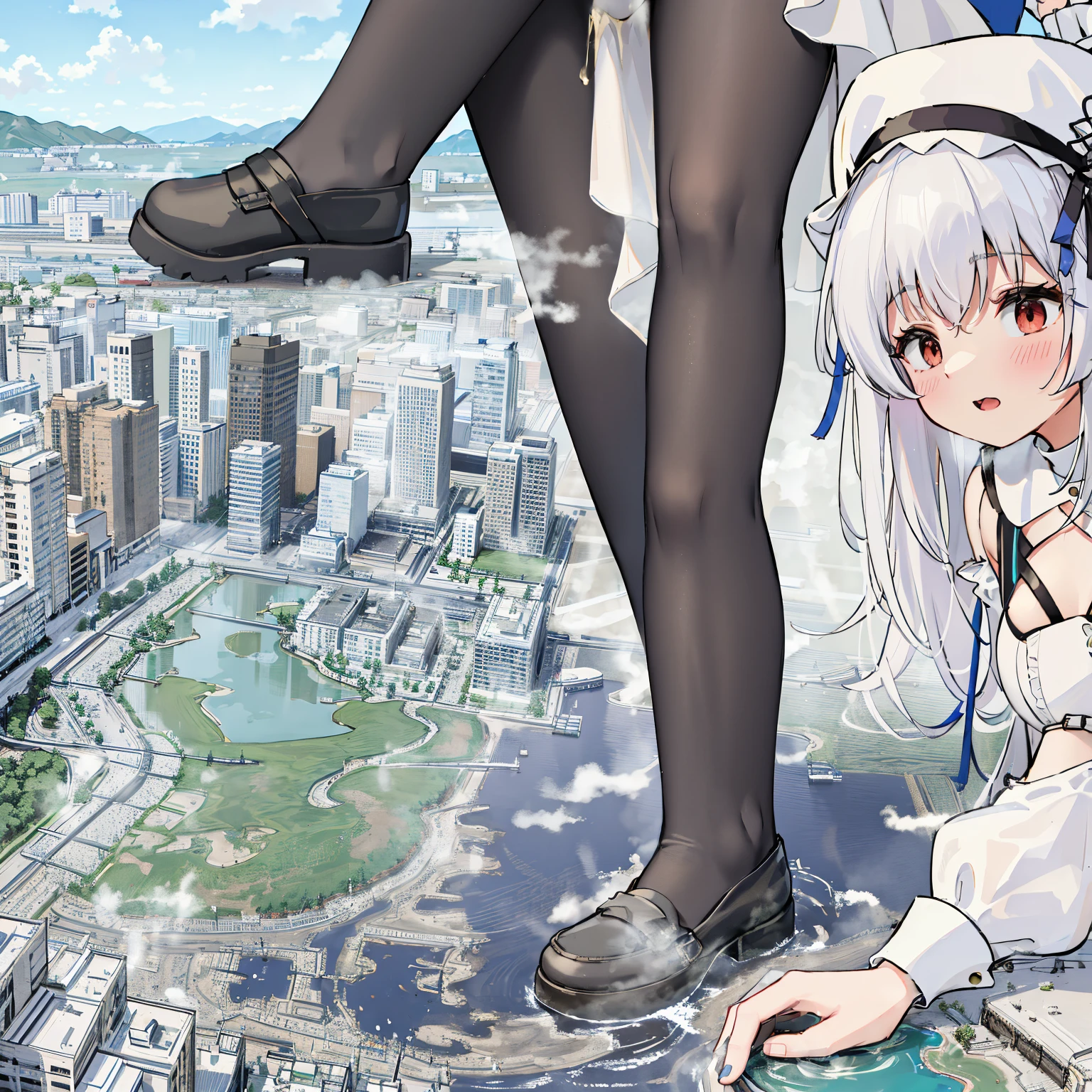 NSFW，​​{A giantess}，{1girll}，{are standing}，{urine discharge}​​，{Strongly acidic urine}，​​clouds， looking over city， mountain ranges， tmasterpiece, Best quality at best, The content  very detailed,tmasterpiece,Best quality at best,offcial art,Extremely detailed CG-8k wallpaper，{{{A giantess}}}，Huge girl，1 girl，modern miniature city，，{corrosive urine}，{corroded building}，corroded ground，Urine pits，no shoe，{Nero}，face flushed，comfortable expressions，，urine，Nourishes urine，Urine eruption，Urine gives off steam，{Standing on a modern miniature city}，The city  full of urine