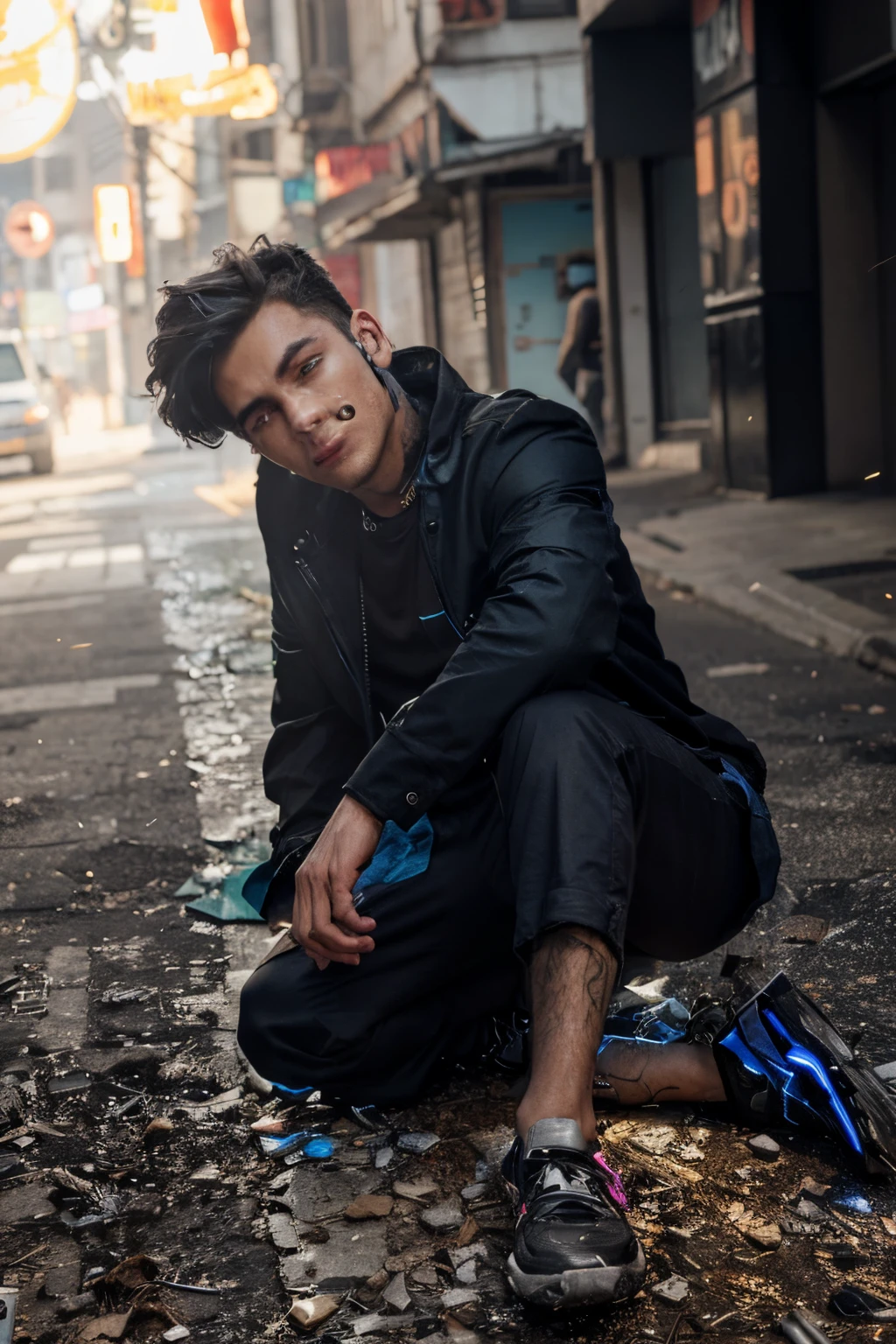 Change background cyberpunk handsome boy,realic face 8k,ultra realistic