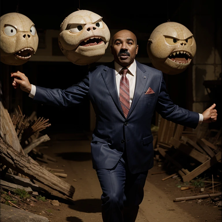 Steve Harvey running from monsters