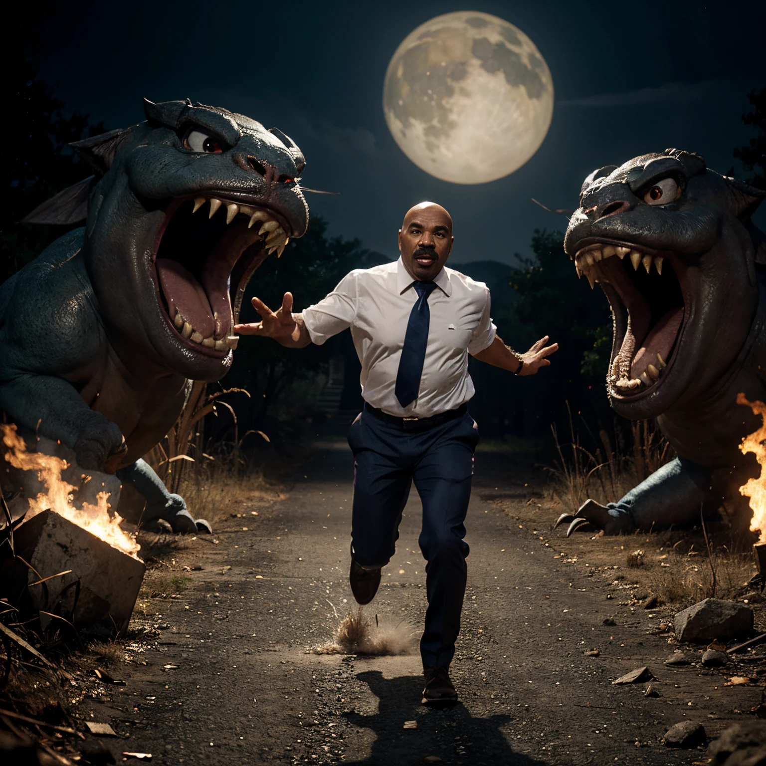 Steve Harvey running from monsters