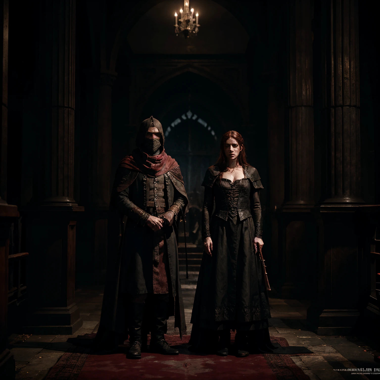 Macbeth act 2 scene 1 and 2 in a blood borne style movie poster